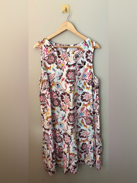 LOFT Dresses & Skirts - Size 14 LOFT Plus Multicolor Floral Linen Blend Sleeveless Swing Dres